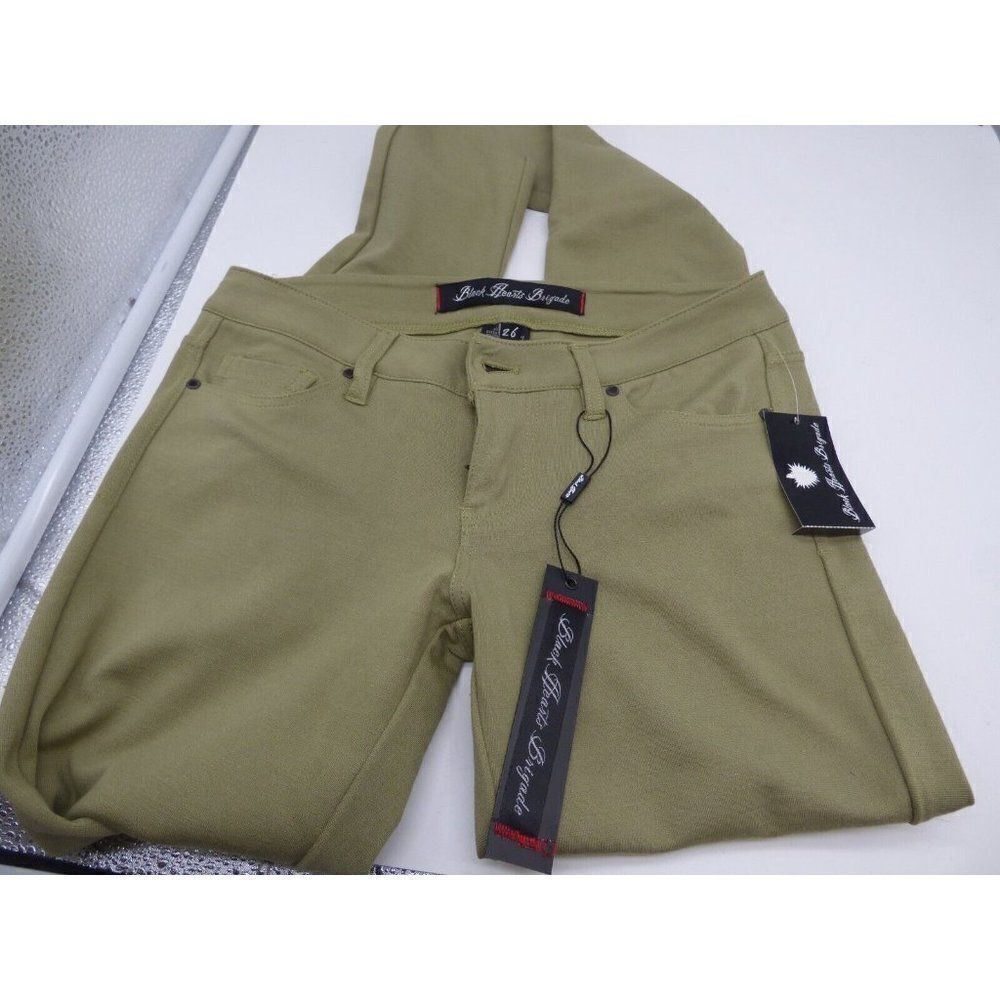 Black Hearts Brigade Women’s  Low Rise Ponte Pants, Avocado